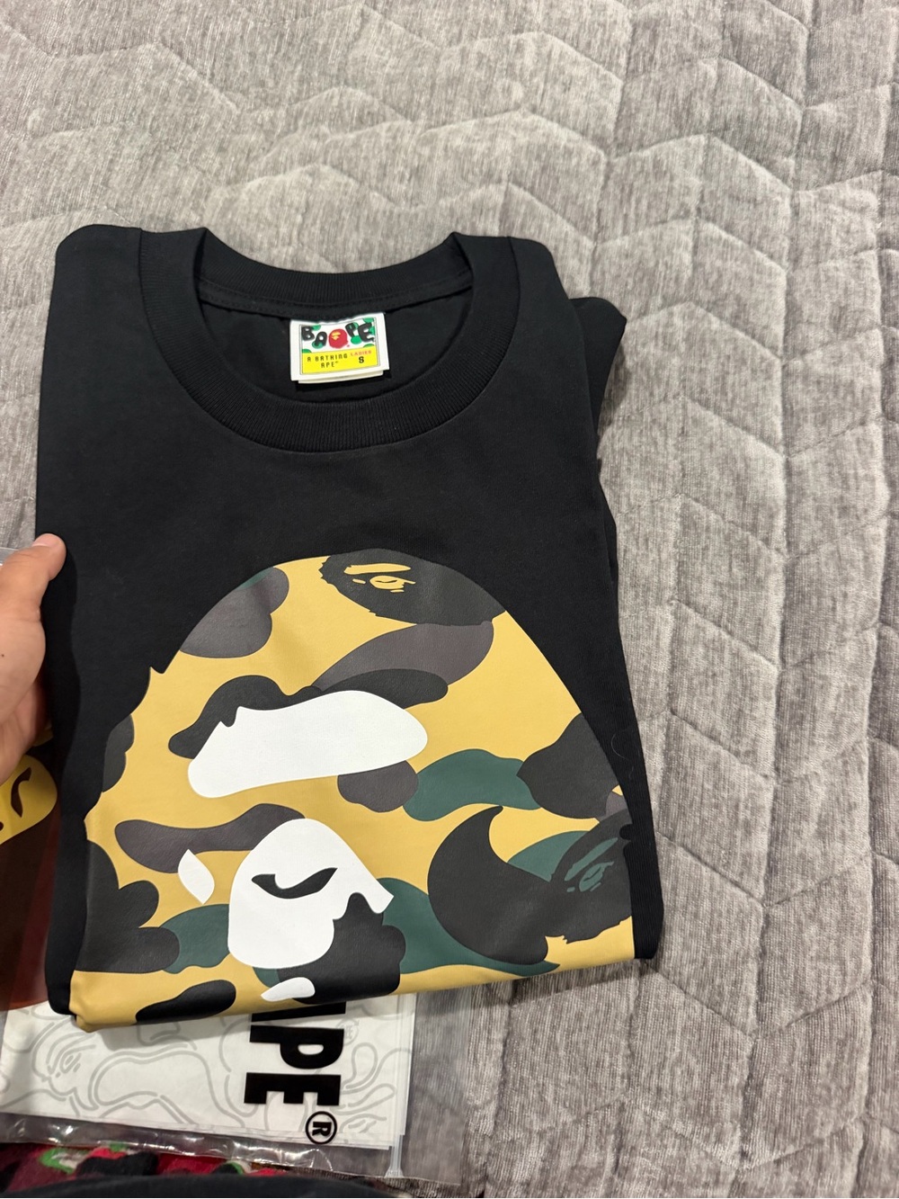 BAPE ladies Black Camo Logo Tee